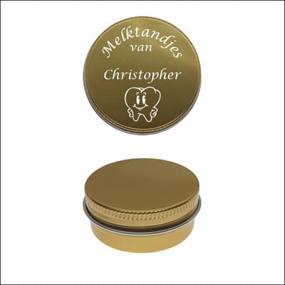 Melktanden Blikje Met Naam Gravering - Christopher