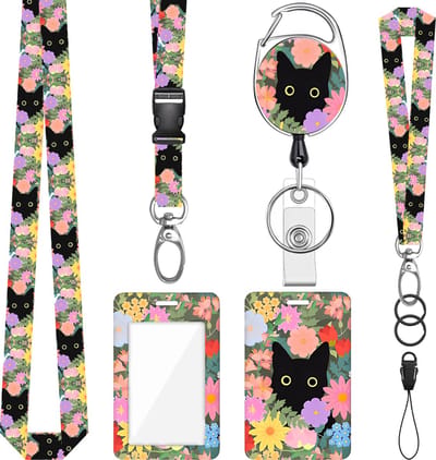 Nek en Pols Keycords met Uittrekbare Sleutelhanger & Badgehouder - Afneembare Lanyard - Trekkoord Badge Pashouder - Clip Keykoord - Intrekbare Houder voor Kaart/Sleutels - Universeel Telefoon, GSM Koord - Sleutelkoord/Nekkoord - Telefoonkoord Ketting