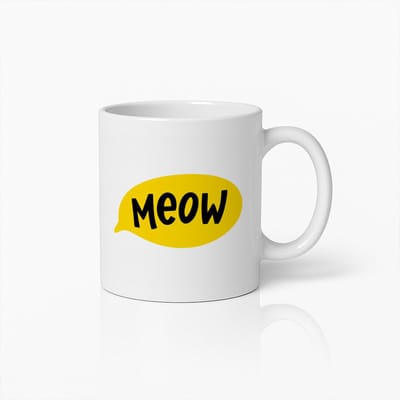 Meow Katten Mok 330ml – Schattige Koffiebeker met Grappig Kat Ontwerp – Perfect Cadeau voor Kattenliefhebbers