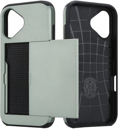 ShieldCase kaarthouder case met slider geschikt voor iPhone 17 (donkergroen) – stevig hoesje met pasjeshouder, premium bescherming en strak design