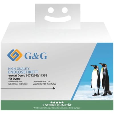 Etiketten G&G, compatibel met Dymo 11356/s0722560, 41 x 89 mm, zelfklevend, verwijderbaar, thermisch papier, wit, 1 x 300 stuks