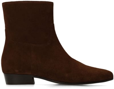 Manfield - Dames - Bruine suède enkellaarsjes - Maat 37