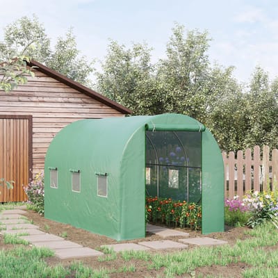 MODFU - Foliekas Met Boogdak - Met Oprolbare Deur En Gaasramen - Stalen Frame - Groen - 350 X 200 X 200 Cm