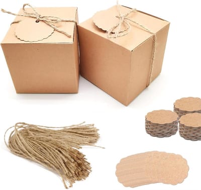 Vierkante Cadeau Dozen van Kraftpapier, Wit, Karton met Deksel, Perfect voor Feestjes, Verjaardagen en Bruiloften (10 x 10 x 10 cm)
