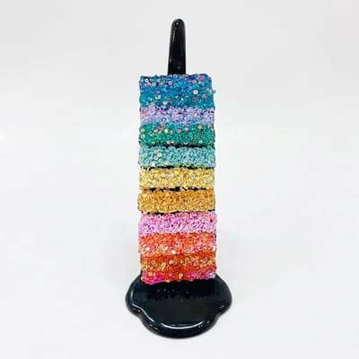Glitter haarclip – haar klem – dames – kunststof haar accessoire – meerkleurige glitters – rechthoek model – decoratief – stevige grip