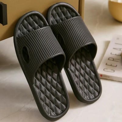 Koppel Binnenhuis Pantoffels Zomer Zacht Comfortabel Ruit Antislip Patroon Bad Pantoffels Koppel Familie Platte Schoenen Hotel Sandalen 44-45 zwart