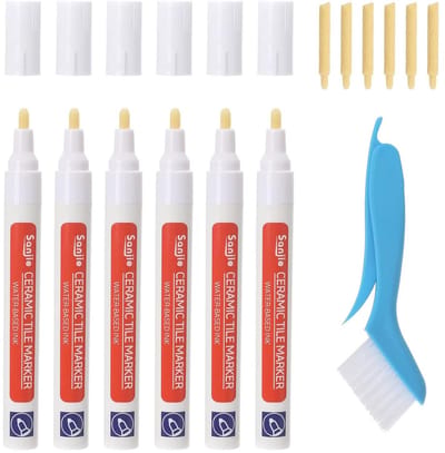 Groutpen wit – waterdichte voegenstift voor tegels, inclusief reinigingsborstel en reservepunten