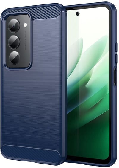 Geborsteld TPU Hoesje Geschikt voor Xiaomi Redmi 15 (4G) | Beschermhoes | Back Cover | Flexibel TPU | Stijlvol Carbon | Dun | Blauw