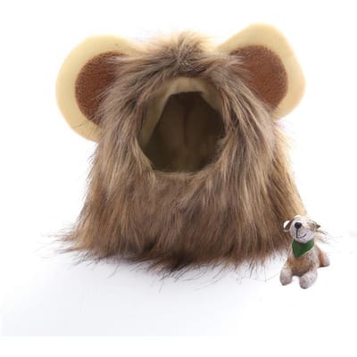 Kat Leeuw Pruik Grappig Kostuum Hondje Halloween Cosplay Verkleedkleding Leuke Huisdier Hoed Voor Kleine Hond Katje Feest Accessoires S beige