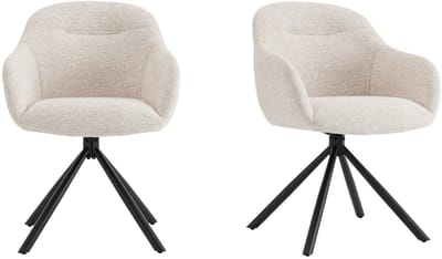 Draaibare Eetkamerstoelen met armleuning - Hush - Beige / Zwart - Set van 2