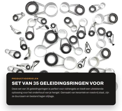 Dailygoods- Geleidingsring Set van 35 Stuks - Hengel Reparatie Accessoires - Keramiek/Roestvrij Staal - Slijt- en Corrosiebestendig - Onderhoud Hengel - Hengelring