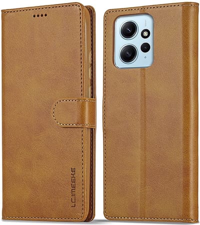 LC.IMEEKE Hoesje - Geschikt voor Xiaomi Redmi Note 12 4G Hoesje - LC.IMEEKE Luxe Book Case - Bruin