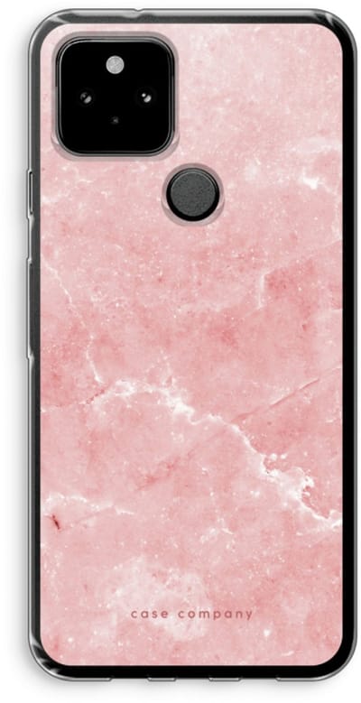 Case Company® - Hoesje geschikt voor Google Pixel 5 hoesje - Roze marmer - Soft Cover Telefoonhoesje - Bescherming aan alle Kanten en Schermrand
