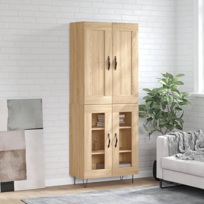 vidaXL - Hoge - kast - 69,5x34x180 - cm - bewerkt - hout - sonoma - eikenkleurig