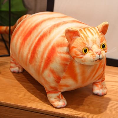 3050Cm Dikke Dikke Kat Knuffel 3D Simulatie Kleine Kop Grote Lichaam Dier Knuffelbaar Kussen Huisdecoratie 30cm oranje