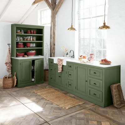 LOBERON Keukenkast set van 4 Lansbury groen/wit