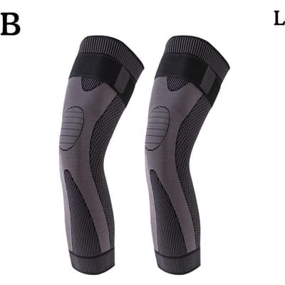 1 paar lange kniebeschermers sport onder druk elastische kniebeschermer ondersteuning fitness basketbal volleybal brace medische artritis beschermer S zwart