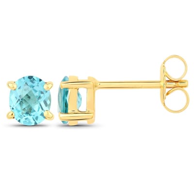 Vira Jewels Ohrstecker 925-Sterling Silber vergoldet Glänzend Apatit blau