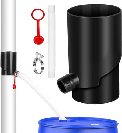 Regenton Set - Regenwater Opvanger - Tuin Water Geven - Lekvrij UV-bestendig - 10 cm - Zwart