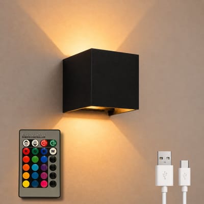 Draadloze Wandlamp RGB met Afstandsbediening – Bewegingssensor – Oplaadbaar USB-C – Dimbaar – Accu – Zwart