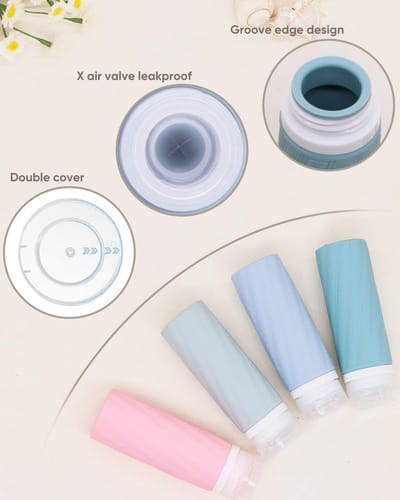 Famanu – Siliconen reisflessenset - reisflessen om te vullen - lekvrij - navulbare toiletartikelen - leeg - cosmetica - reisset - reisformaat - container - Meerkleurig - 17 Stück