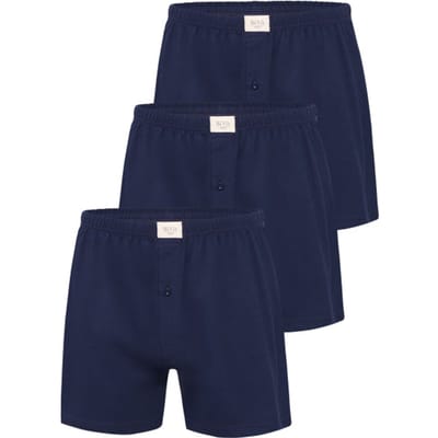 Phil & Co Wijde Boxershorts Jersey Stretch Effen Navy Blauw 3-Pack - Maat 3XL
