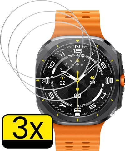 Screenprotector - 3 Stuks - Geschikt voor Samsung Galaxy Watch Ultra - Sterk & Shockproof - Tempered Glass - Beschermglas Screen Cover - Gehard Glas - Bescherm Protector voor Smartwatch