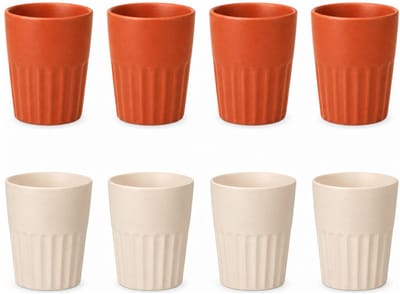 Vessia Design koffiemokken set - 8x - terra/beige - zonder oor - keramiek - 300 ml