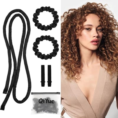 Dailygoods - BLNC Heatless Curls Band, Satijnen Haarband voor Krullen Zonder Hitte Overnacht, Zachte Zijden Haartoegang voor Dames en Meisjes, Zwart