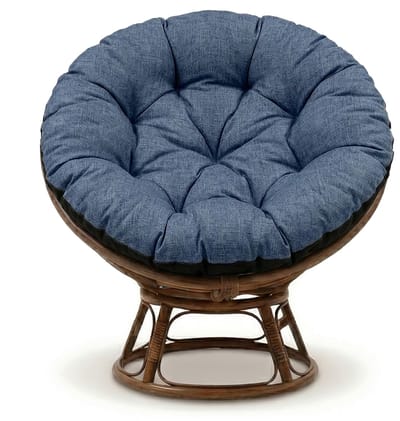 Hangstoel Kussen 110 cm – Papasan Kussen & Eivormige stoel rond – groot zitkussen waterafstotend voor Tuin Terras Veranda Binnen Buiten Rotan en Woonkamer Jeansblauw ecologisch linnen