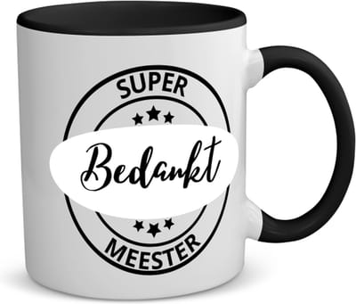 Akyol - super bedankt meester koffiemok - theemok - zwart - Meester - een meester - school - verjaardagscadeau - afscheidscadeau - kado - gift - 350 ML inhoud