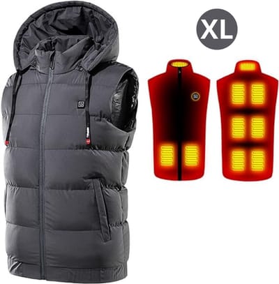 Bovista Verwarmde Bodywarmer - Heated Vest - Elektrische Bodywarmer - Met Capuchon - Jas - Oplaadbaar - Unisex - Maat XL - Grijs