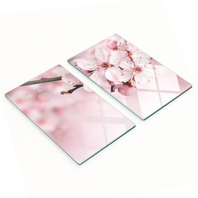 Glazen serveerplanken met roze bloemenmotief, 2x30x52 cm