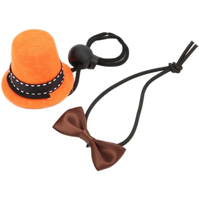 Chapeau de reptile et nœud papillon réglables Petits animaux Mini haut-de-forme Nœud papillon pour reptiles Lézards Hamster Chapeau orange et Café black