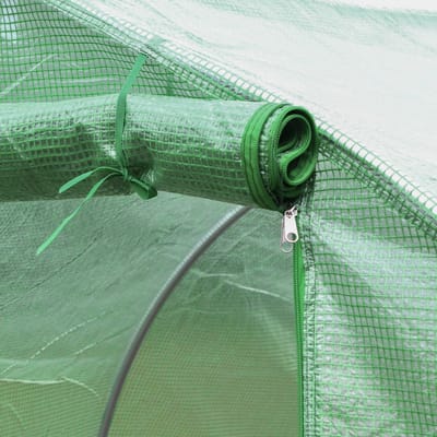 Wishdor - Afdekzeil Voor Kweektunnel - Uv-Bestendig En Waterdicht - Met Oprolbare Ritsdeur En Oprolramen - Polyethyleen - Groen - 300 X 300 X 200 Cm