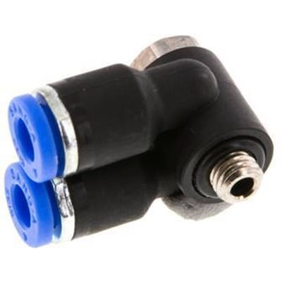 4mm x M 5 Double 90deg Elbow Messing/PA 66 Insteekfitting Buitendraad Draaibaar NBR [2 Stuks]
