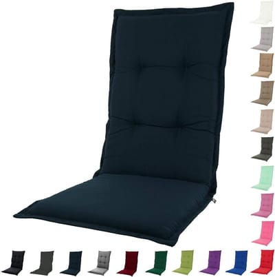 Tuinkussen Hoge Rugleuning - Stoelkussen Outdoor - Comfortabel Zitten - Waterafstotende Teflonlaag - 125 x 50 cm - Navy Blauw