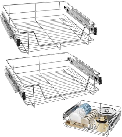 Dailygoods- Keukenlade Organizer - Telescopische Uittrekbare Mand - Robuuste Metalen Constructie - Lichtlopende Rails - Optimaal Gebruik van Kastruimte - Kastorganizer