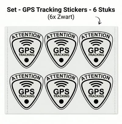 GPS Tracking Stickers Zwart – Premium Beveiligingsstickers – Set van 6 – 2,7 x 3 cm