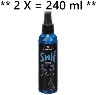 flamingo parfum ** 2 X ** SNIF white musk 120 ml = 240 ml - fijne geur - Uw hond zal hiermee zo lekker ruiken , ideaal na regenbui