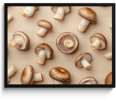 Fotolijst inclusief poster - Posterlijst 70x50 cm - Posters - Kastanje Champignons - Beige - Foto in lijst - Keuken decoratie muur - Wanddecoratie accessoires - Muurdecoratie - Schilderijen