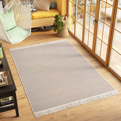 Tapiso Azteca Vloerkleed Beige Woonkamer Katoenen Dubbelzijdig Tapijt Maat- 60x110
