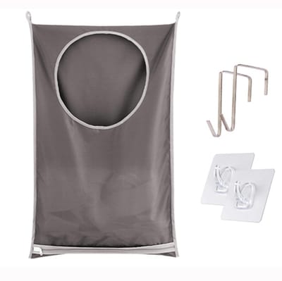Dailygoods- Wasmand met deksel - Wasmand 3 vakken - Ruimtebesparend - Opvouwbaar - Roestvrij staal - 77 x 50 cm - Waszak