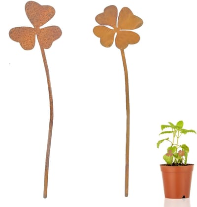 Dailygoods- Tuinkunst Set van 2 - Metalen Dieren - Roestige IJzeren Decoraties - Vintage Tuinornamenten - Buiten Gazondecoraties - 16,5 x 4,5 cm - Tuinbeeld