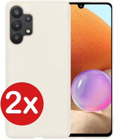 Hoesje - 2 Stuks - Geschikt voor Samsung Galaxy A32 4G - Sterk & Shockproof - Telefoonhoes - Back Cover - Case Siliconen - Telefoon Hoes - Wit