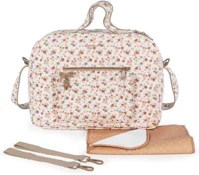 Babytas met bloemenmotief - Luiertas Schoudertas - Babyverzorging Onderweg - Veelzijdig en Elegant - 38 x 16 x 29 cm