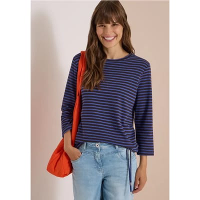 Shirt met 3/4-mouwen, ronde hals en strepen