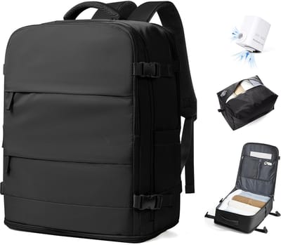 Vacuüm reiszak Handbagage Easyjet 45x36x20 Vrouwen Vliegtuig Reisrugzak Waterdichte Handbagage Tassen Heren Geschikt voor 14 inch laptop,Zwart