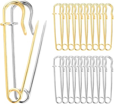 Grote veiligheidsspelden 20 stuks veiligheidsspelden Heavy Duty stalen borgspelden Heavy Duty dekenspelden speldenkussens Naaien Noties Benodigdheden Goud Zilveren Clips Grips voor Wasserij