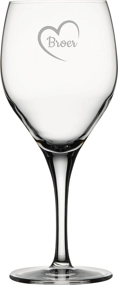 Gegraveerde Rode wijnglas 42,5cl Broer met hartje